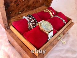 Watch Box Case, Luxury Wooden Box with Key, Jewelry Cushions, Storage Organizer Box