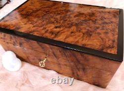 Watch Box Case, Luxury Wooden Box with Key, Jewelry Cushions, Storage Organizer Box