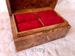 Watch Box Case, Luxury Wooden Box with Key, Jewelry Cushions, Storage Organizer Box