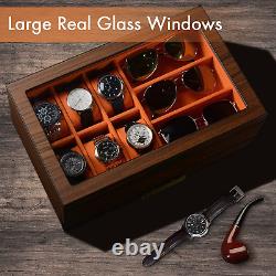 Watch Box Organizer for Men, 6 Slot Luxury Watch Display Case Wood Jewelry