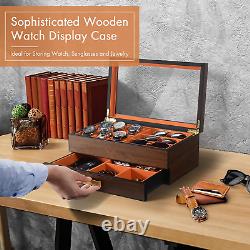 Watch Box Organizer for Men, 6 Slot Luxury Watch Display Case Wood Jewelry