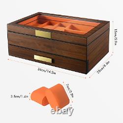 Watch Box Organizer for Men, 6 Slot Luxury Watch Display Case Wood Jewelry