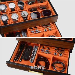 Watch Box Organizer for Men, 6 Slot Luxury Watch Display Case Wood Jewelry