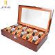 Watch Cases For Men 12 Slots Solid Wood Storage Organizer Display Box Exquisite