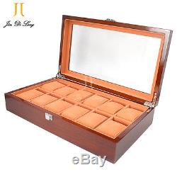 Watch Cases for Men 12 Slots Solid Wood Storage Organizer Display Box Exquisite