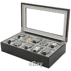 Watch Display Box Jewelry Storage Organizer Holder Case For 10 Watches Black New