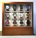 Watch Display Case 12 Slot Vertical Walnut Wood & Velvet Organizer Storage Box
