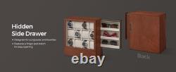 Watch Display Case 12 Slot Vertical Walnut Wood & Velvet Organizer Storage Box