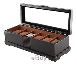 Watch Display Case Ebony Wood Finish 6 Watches Glass top From Bombay
