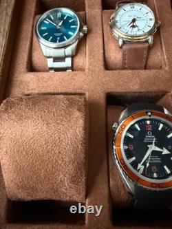 Watch Display Case Luxury 12 Slot Solid Walnut Wood Suede Storage Organizer Box