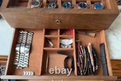 Watch Display Case Luxury 12 Slot Solid Walnut Wood Suede Storage Organizer Box
