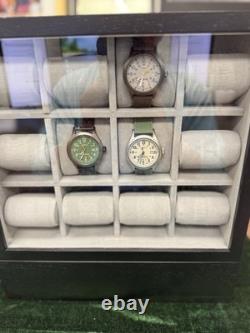 Watch Display Case with Glass Front/Storage Drawers/ WITH Timex Indiglo Watches