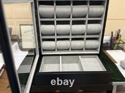 Watch Display Case with Glass Front/Storage Drawers/ WITH Timex Indiglo Watches