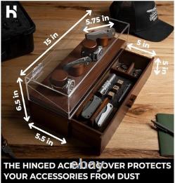 Watch & Pocket Knife Display Case Acrylic Hinged Cover-Felt Lined-New