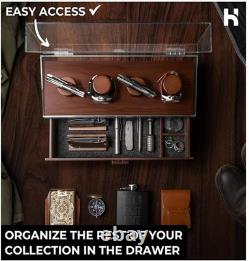 Watch & Pocket Knife Display Case Acrylic Hinged Cover-Felt Lined-New