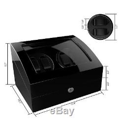 Watch Winder Display Box Automatic Rotation Double Winder 4+6 Luxury Case Black