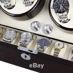 Watch Winder Display Box Automatic Rotation Storage 4+6 Watch Luxury Case Brown