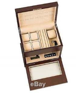 Watch Winder Valet Storage Antique Jewelry Hardwood Organizer Case Display Box