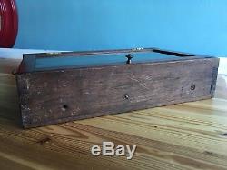 Weighted Antique Mahogany Pocket Watch Display Case Storage Box Glass Fronted