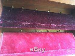Weighted Antique Mahogany Pocket Watch Display Case Storage Box Glass Fronted