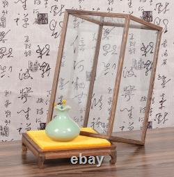 Wenge Wood Antique Jewellery Cover Trim Base Display Case Transparent Glass Doll