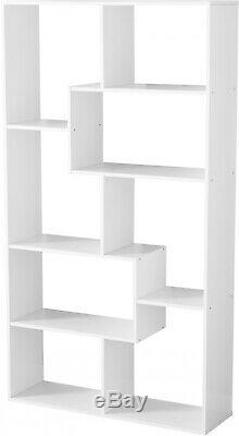 White 8-Cube Bookcase Modern Home Office Tall Wooden Storage Organizer Display