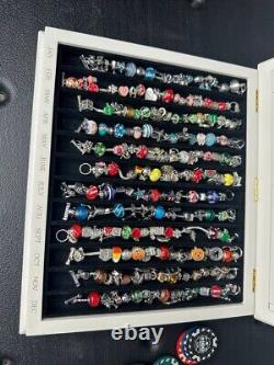 Willabee and Ward 12-Month Charm Bracelet Complete Set Wood Display Case BROKEN