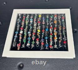 Willabee and Ward 12-Month Charm Bracelet Complete Set Wood Display Case BROKEN