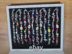 Willabee and Ward 12-Month Charm Bracelet Set Complete with Wood Display Case