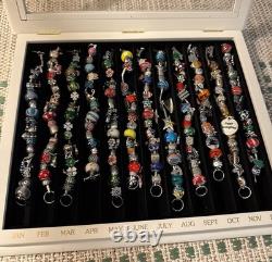 Willabee and Ward Charm Bracelet 12-Month Complete Set with Wood Display Case