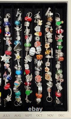 Willabee and Ward Charm Bracelets 12-Month Complete Set and Wood Display Case