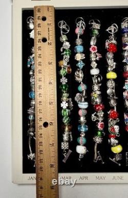 Willabee and Ward Charm Bracelets 12-Month Complete Set and Wood Display Case