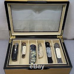 William Henry Collector Display Case for 12 Knives Wood with Beveled Glass