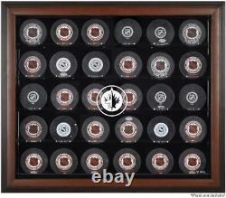 Winnipeg Jets Brown Framed 30 Hockey Puck Logo Display Case