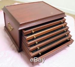 Wood Brass Medal Chest 6 Drawer Coin Case 100+ Silver Dollar Display Storage Box