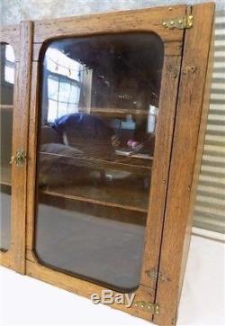 Wood Cabinet Glass Doors Showcase Display Case Cupboard Country Store Vintage
