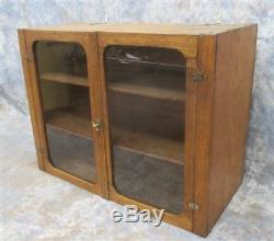 Wood Cabinet Glass Doors Showcase Display Pantry Cupboard Country Store Vintage