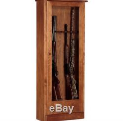 Wood Cabinet with Tempered Glass 10 Gun Display Storage Fully Lock Safety Firearm