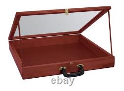 Wood Countertop Display Case View Clear Top Portable Cherry 24 x 36 x 4