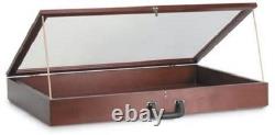 Wood Countertop Display Case View Clear Top Portable Cherry 24 x 36 x 4