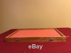 Wood Display Case 18 x 24 x 2 Cherry Wood with keyed lock