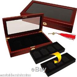 Wood Display Case For 3 or 4 Certified Coin Slab by NGC PCGS ANACS ICG New WithBox