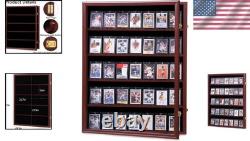 Wood Display Case for Baseball Cards Lockable Wall Mount