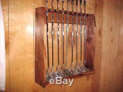 Wood Display Rack Case Wall / Floor for Golf Clubs Irons Putters Red Oak Finish