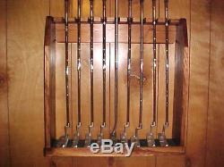 Wood Display Rack Case Wall / Floor for Golf Clubs Irons Putters Red Oak Finish