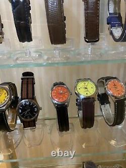 Wood Fossil Watch Display Case Display Showcase Rotating Countertop 48 Watches
