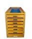 Wood Glass Display Case Cabinet Pen Knife Coin 7 Drawer Storage Collection