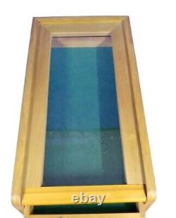 Wood Glass Display Case Cabinet Pen Knife Coin 7 Drawer Storage Collection