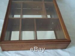 Wood & Glass Display Mirror Cabinet Case Shelves 21 x 13.5 Waterford Ornament