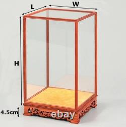 Wood Glass Doll Display Case Artwork Jewelry Statue Figure Dust Protect Cover